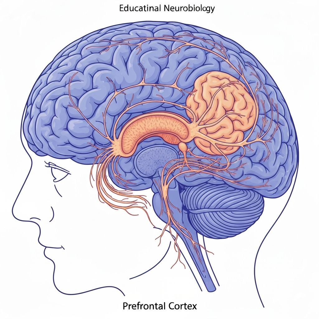 Brain regions showing amygdala and prefrontal cortex neural connections in emotional regulation